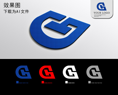 GH字母logo