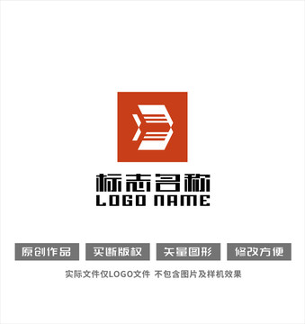 B字母标志箭头logo