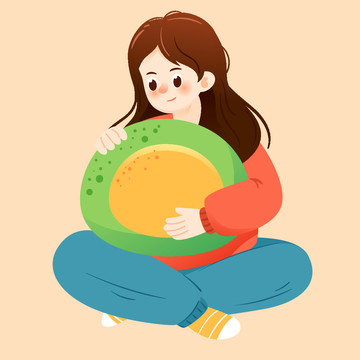 清明節(jié)春游女孩春天野餐插畫
