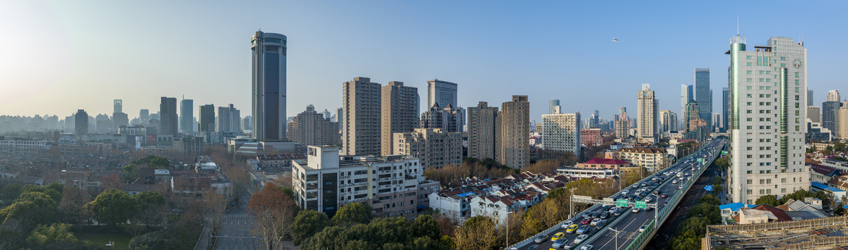 上海静安区航拍全景