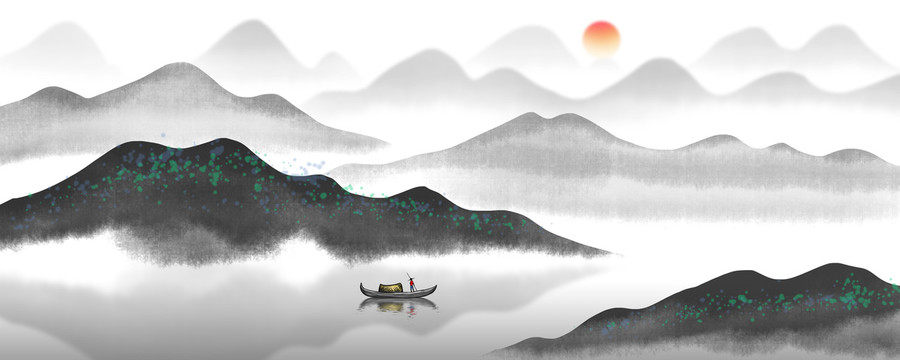 水墨山水裝飾畫