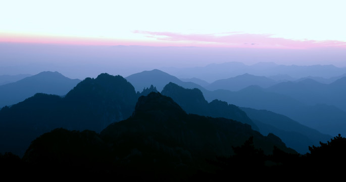 黄山日落美景