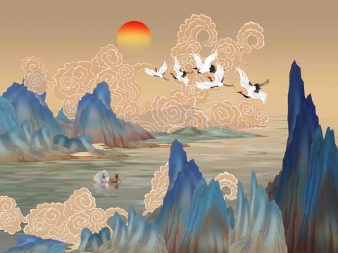 山水插畫
