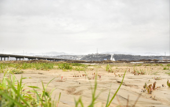 陕西宝鸡渭河段冬景