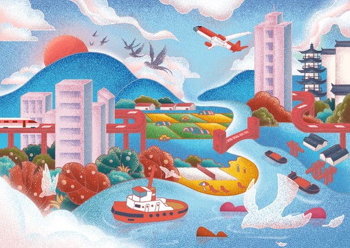 美好城市插畫
