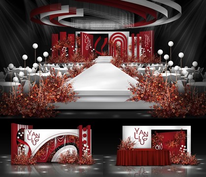 秀场风红白色婚礼设计效果图