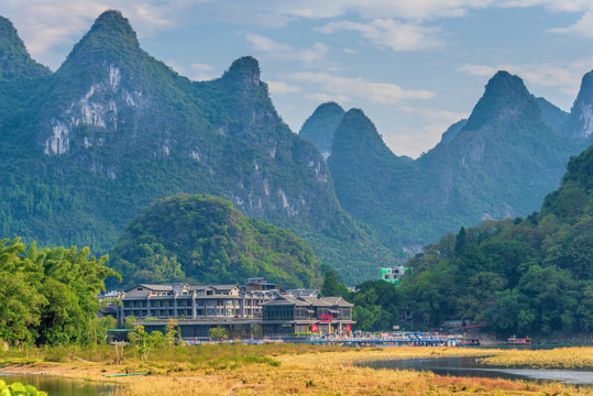 广西桂林阳朔兴坪码头远景