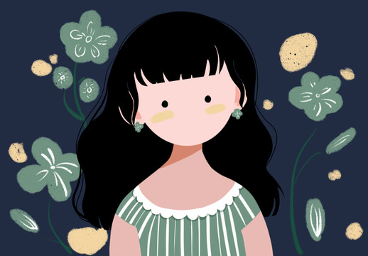 女孩插畫