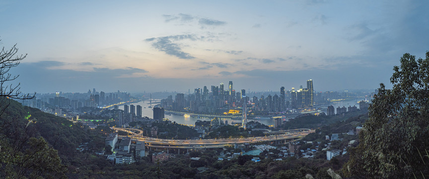 重庆渝中半岛晚霞全景