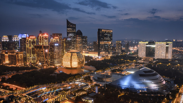 杭州钱江新城城市夜景