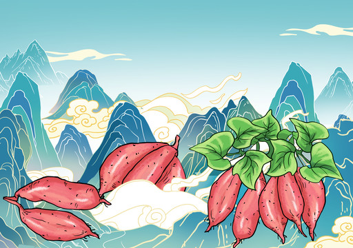 紅薯地瓜插畫
