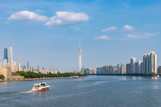广州珠江河两岸建筑楼风景