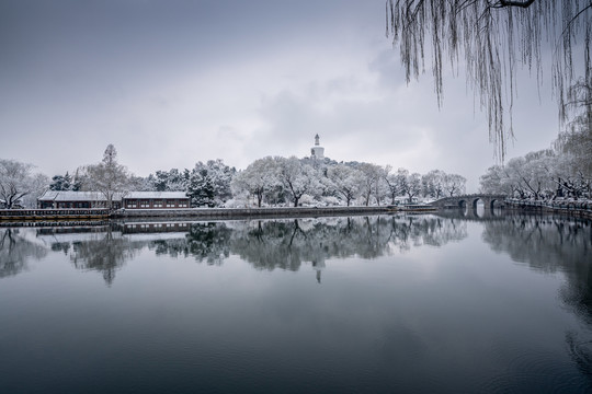 北京北海公园雪景