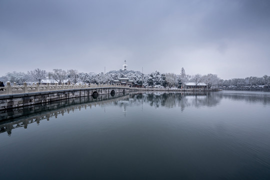 北京北海公园雪景