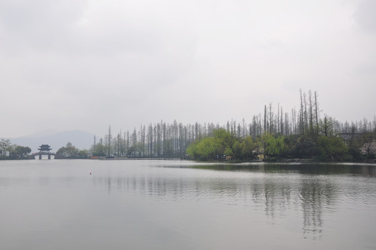 雨中观赏杭州西湖