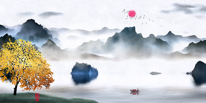 山水背景墻