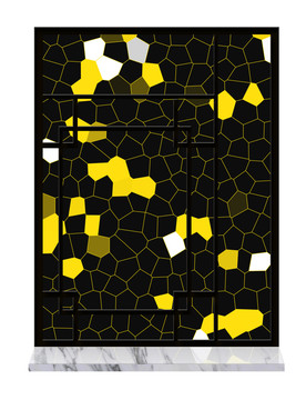 黑白黄马赛克透明玻璃窗户