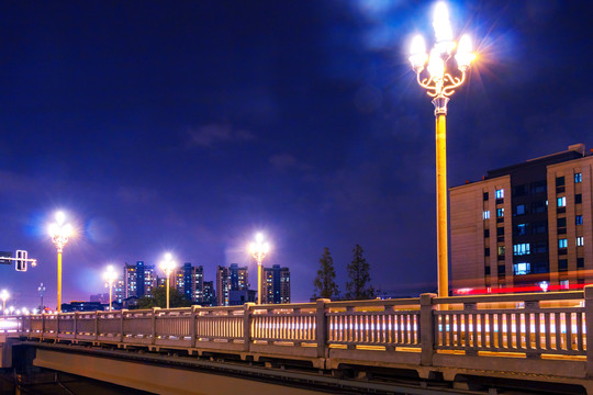 城市夜景街景灯光车流线条光影