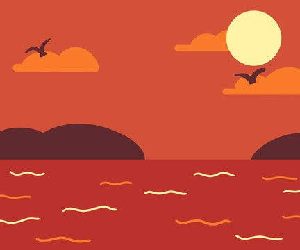 海邊夕陽
