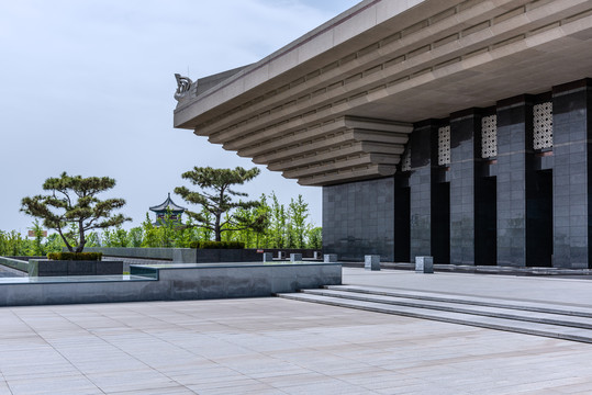 中国山东曲阜城市建筑道路背景