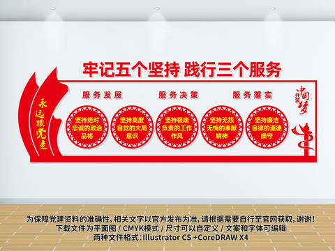 黨辦五個(gè)堅(jiān)持文化墻