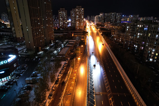 城市夜景航拍