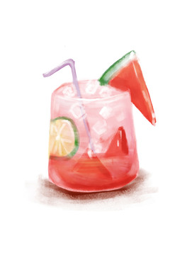 夏日西瓜檸檬汁冰飲果汁元素