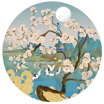 国潮山水花鸟挂画壁画