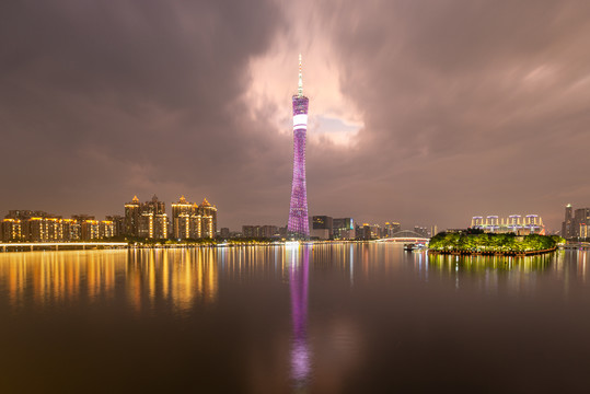 珠江河广州塔夜景