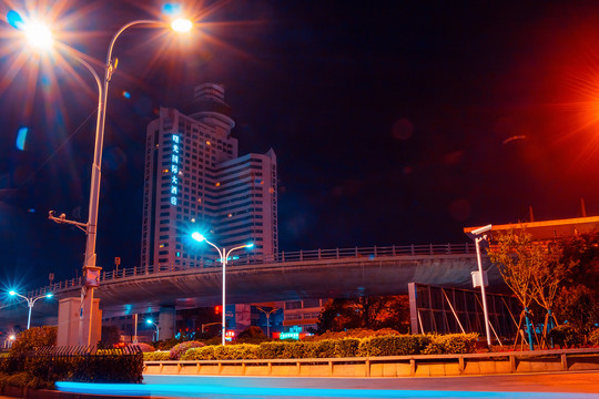 城市夜景街景灯光车流光线