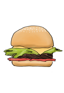 汉堡包西餐快餐美食卡通简笔画