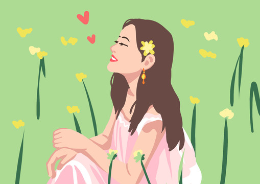 花叢中的少女