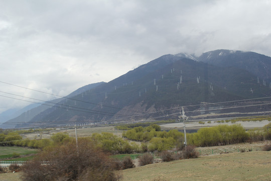 雪山绿植春天