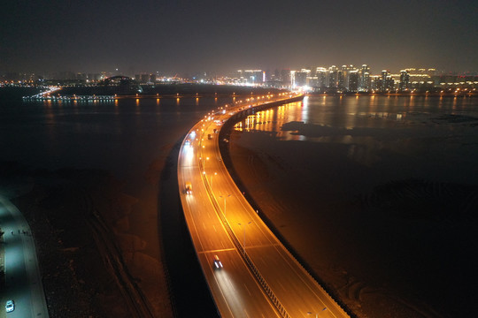 青岛城阳白沙河夜景