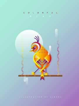 鳥類科技感矢量插畫海報(bào)