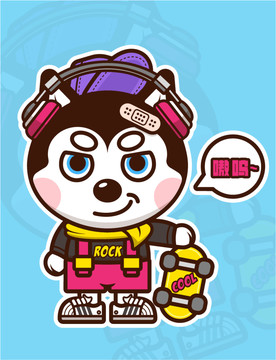 卡通哈士奇形象插畫(huà)