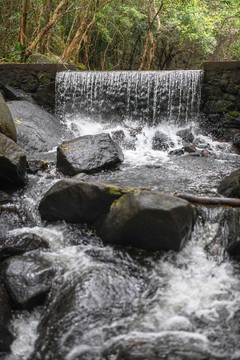 湍急山间溪水