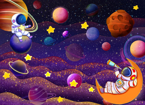 太空宇航員卡通插畫