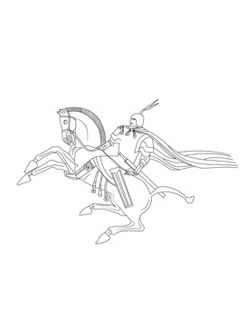 古風(fēng)手繪戰(zhàn)馬古代騎兵線稿