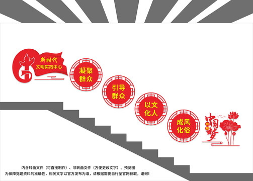 新时代文明实践中心楼梯文化墙