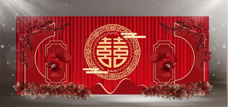 中式婚禮舞臺效果CDR