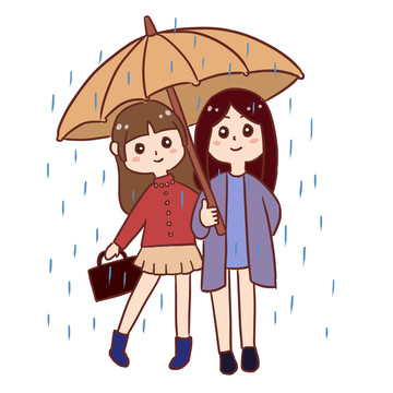 春天雨水手繪卡通元素