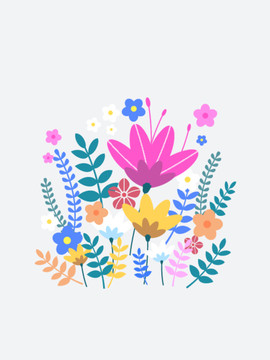 小清新春天花朵綠葉花團緊簇