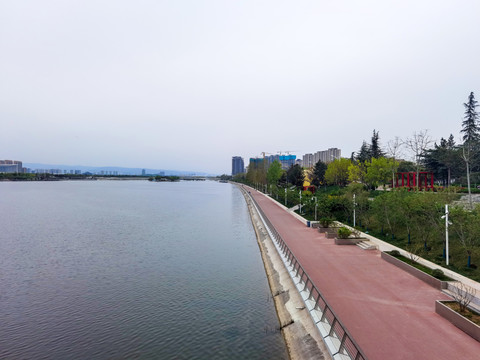 西浐灞生态区灞河景色生态湖泊