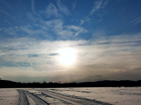 冬雪斜阳