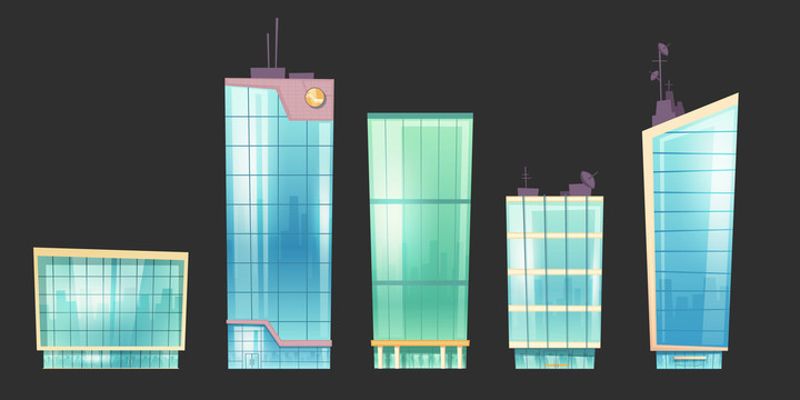 蓝绿色玻璃 商务高楼插图