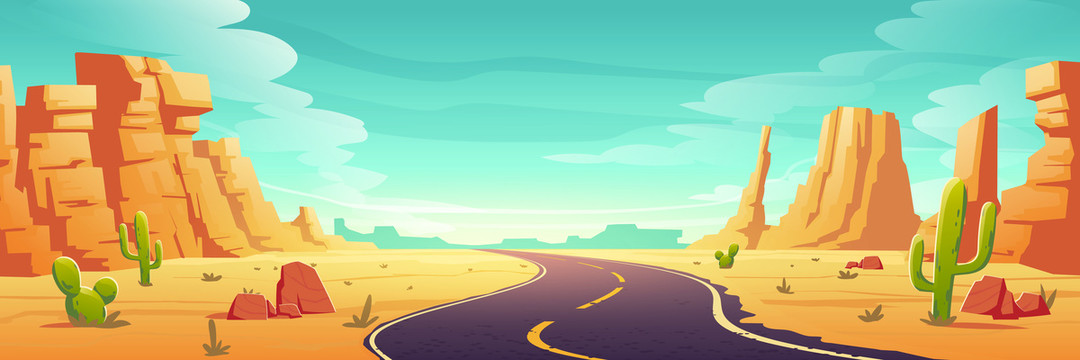 沙漠道路景觀插圖