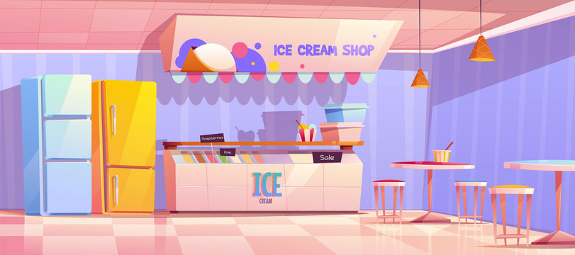 夢幻冰淇淋店插圖