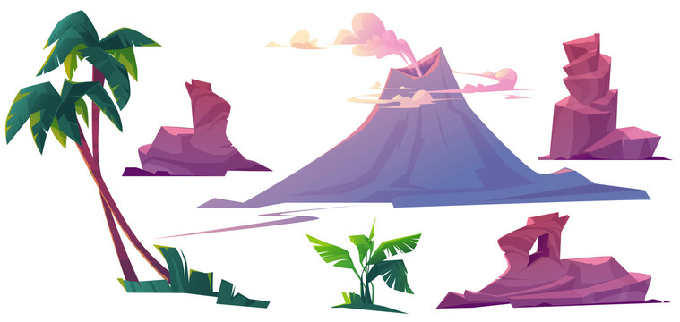 火山岩石自然插图