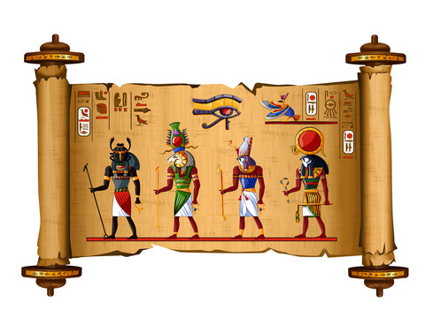 古代复古卷轴 埃及人兽插图